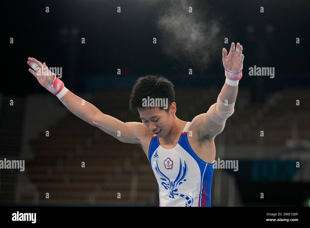 Lee Chihkai of Taiwan, celebrates after winning the silver medal on