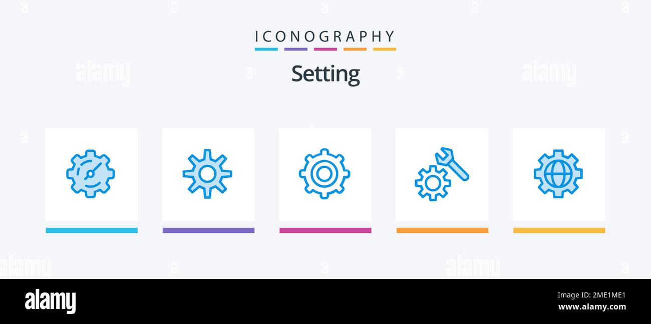 Setting Blue 5 Icon Pack Including . cogs. globe. gear. Creative Icons ...