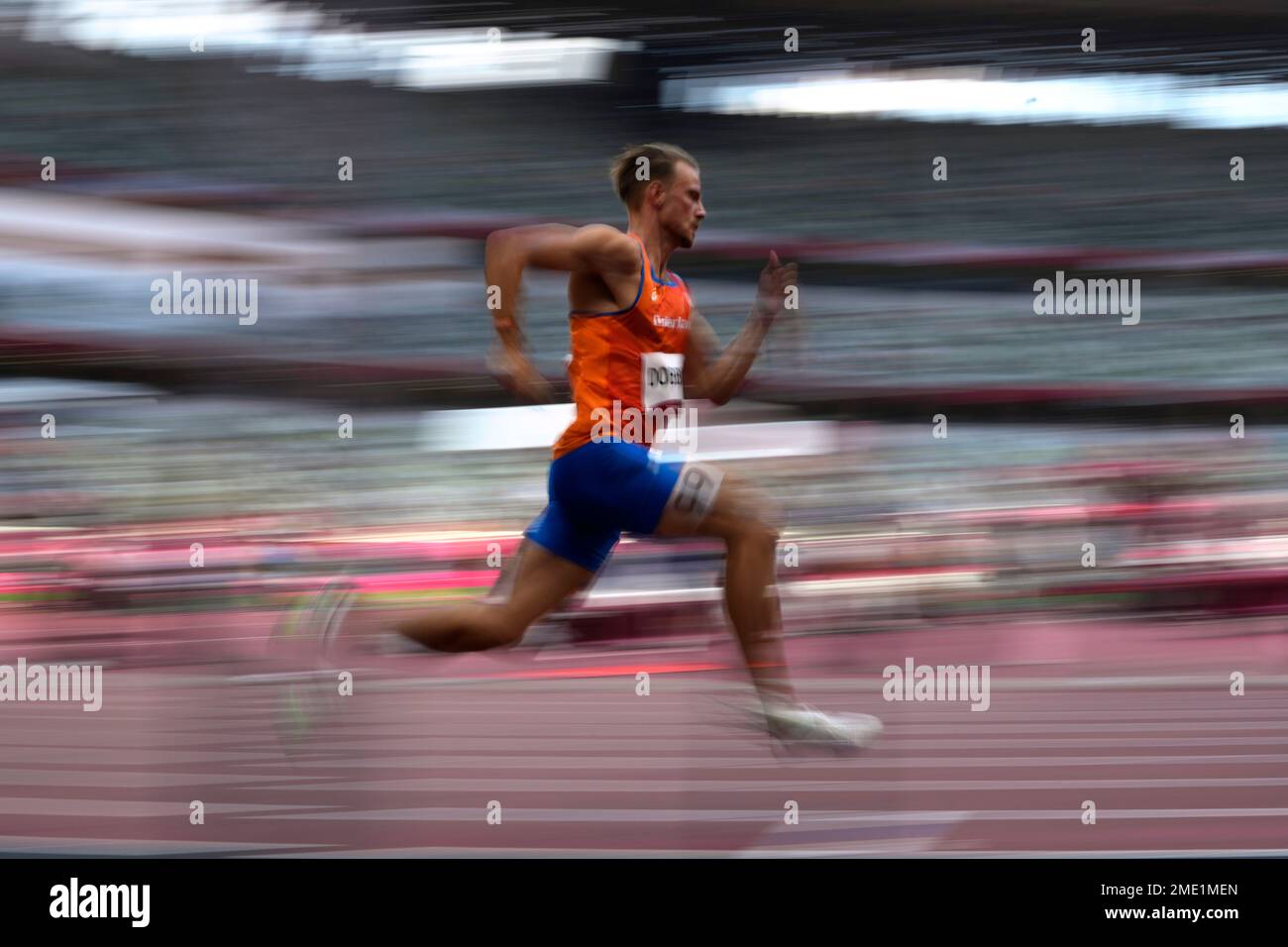 Jochem Dobber, of the Netherlands, competes in a heat of the men's 400