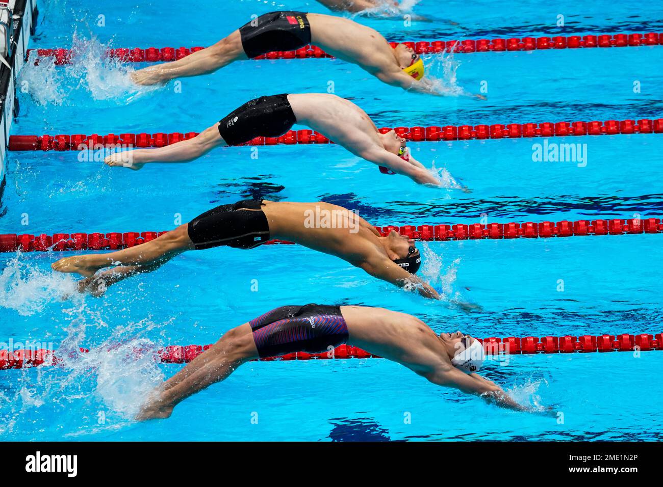 Swimmers start in the men