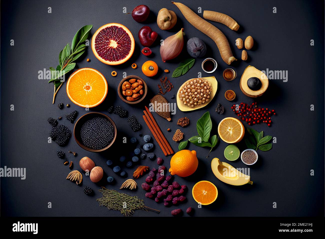 Healthy food clean eating selection: fruit, vegetable, seeds, superfood,  cereal, leaf vegetable on gray concrete background Stock Photo - Alamy