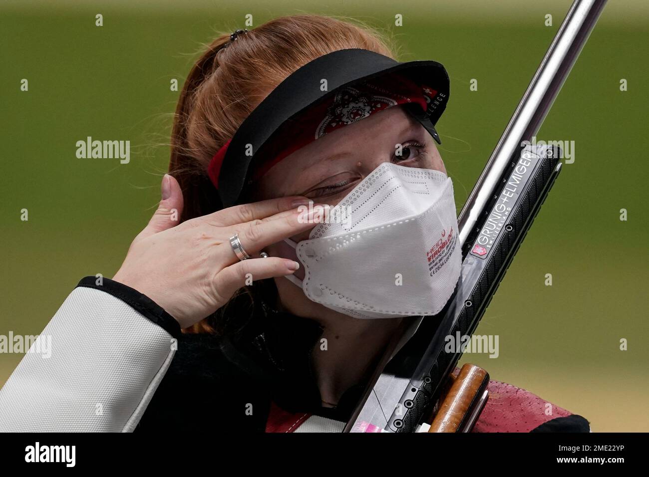 Nina Christen, of Switzerland, after the women's 50-meter 3 positions ...