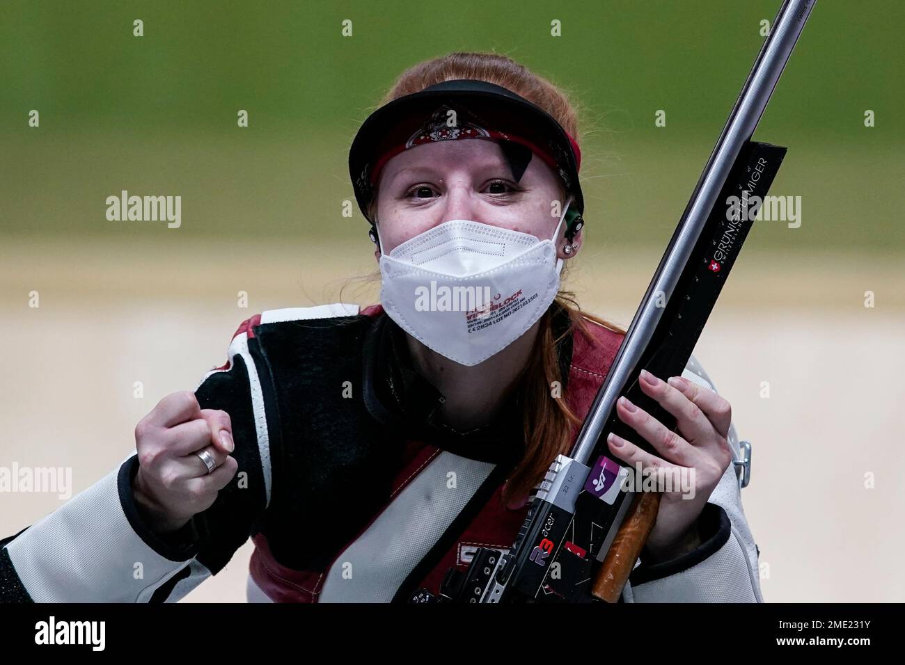 Nina Christen, of Switzerland, after the women's 50-meter 3 positions ...