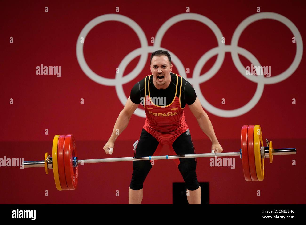 Andreas Eduardo Mata Perez of Spain competes in the men's 81kg  weightlifting event, at the 2020 Summer Olympics, Saturday, July 31, 2021,  in Tokyo, Japan. (AP Photo/Luca Bruno Stock Photo - Alamy