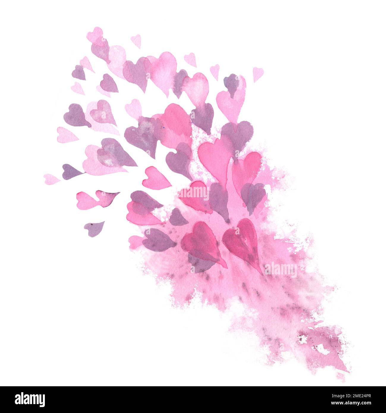 Abstract watercolor pink hearts backgroun for valentine design ...