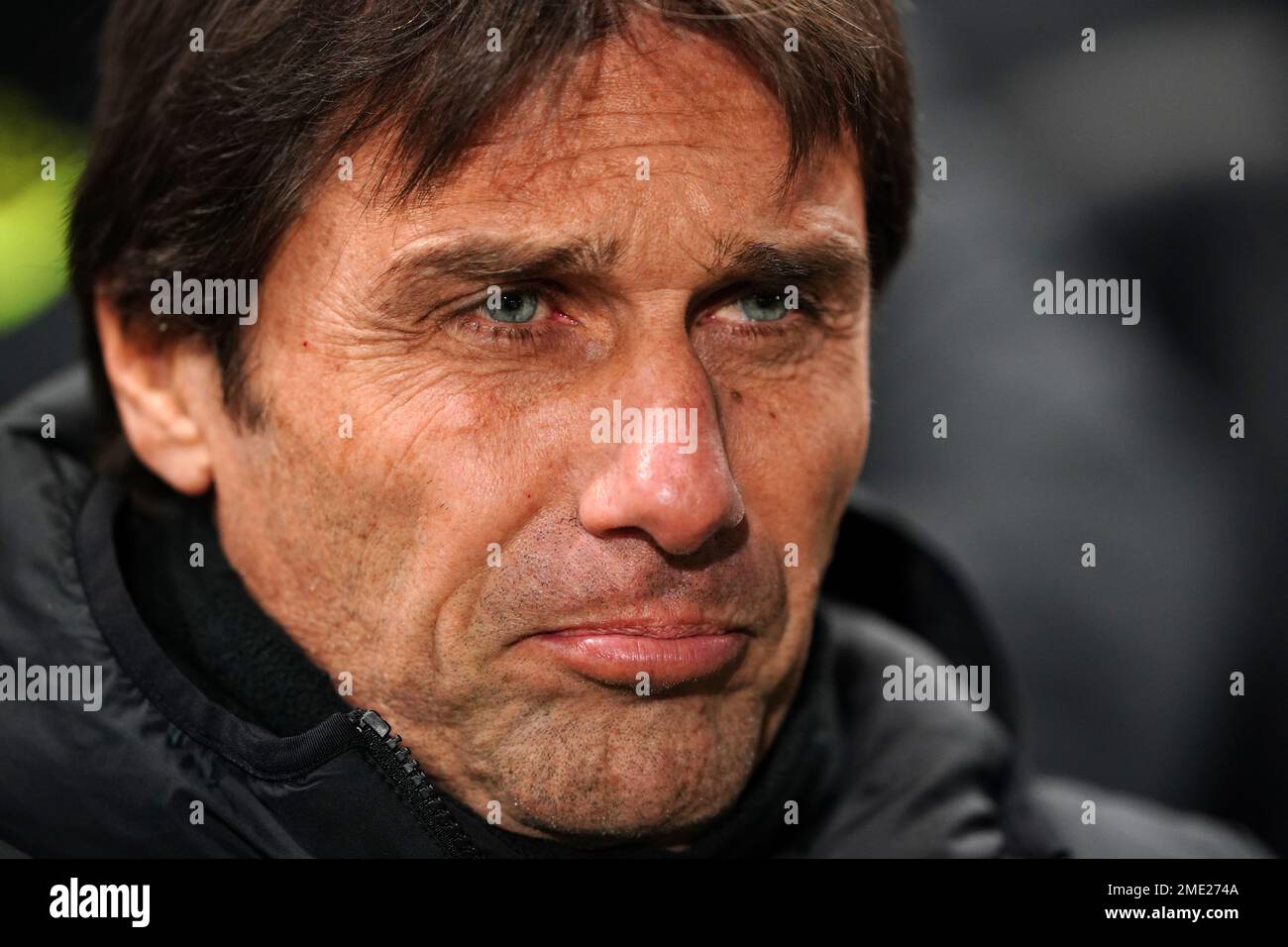 Tottenham Hotspur manager Antonio Conte during the Premier League match at the Craven Cottage, London. Picture date: Monday January 23, 2023. Stock Photo