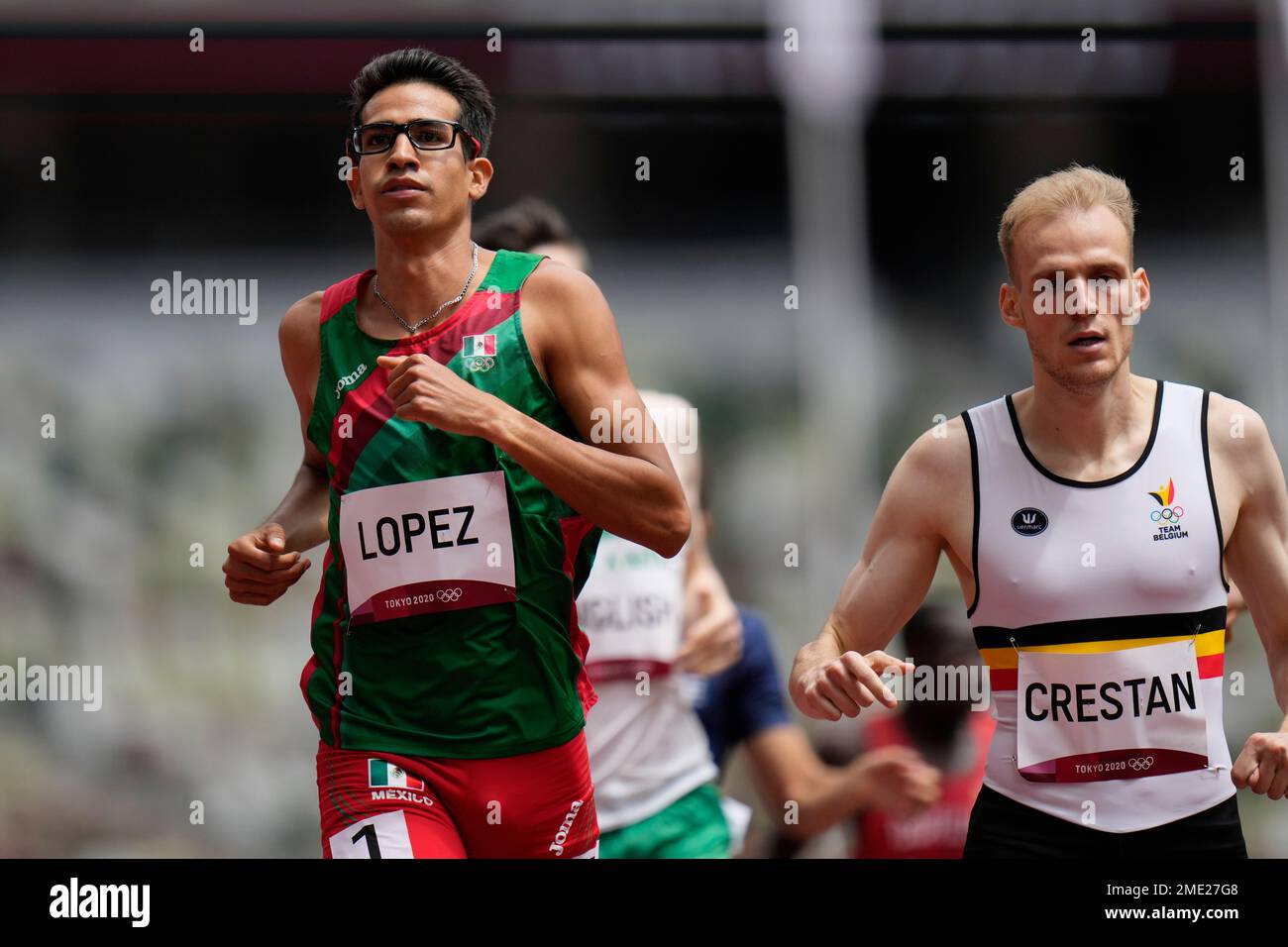 Jesus Lopez, of Mexico, wins a heat wins a heat in the men's 800meter