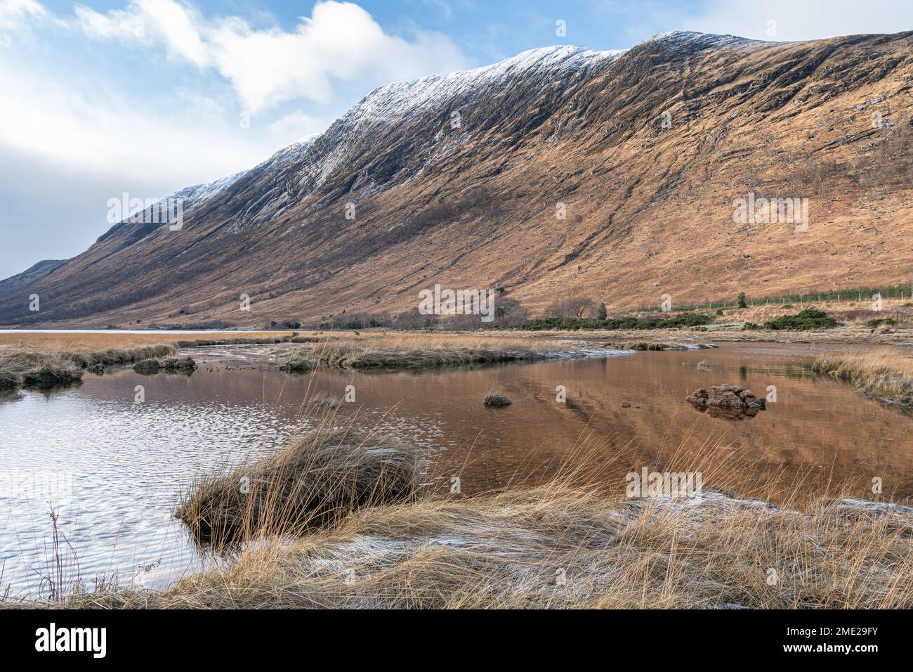The meeting point of River Etive and the Loch Etive in the Highlands, Scotland Stock Photo