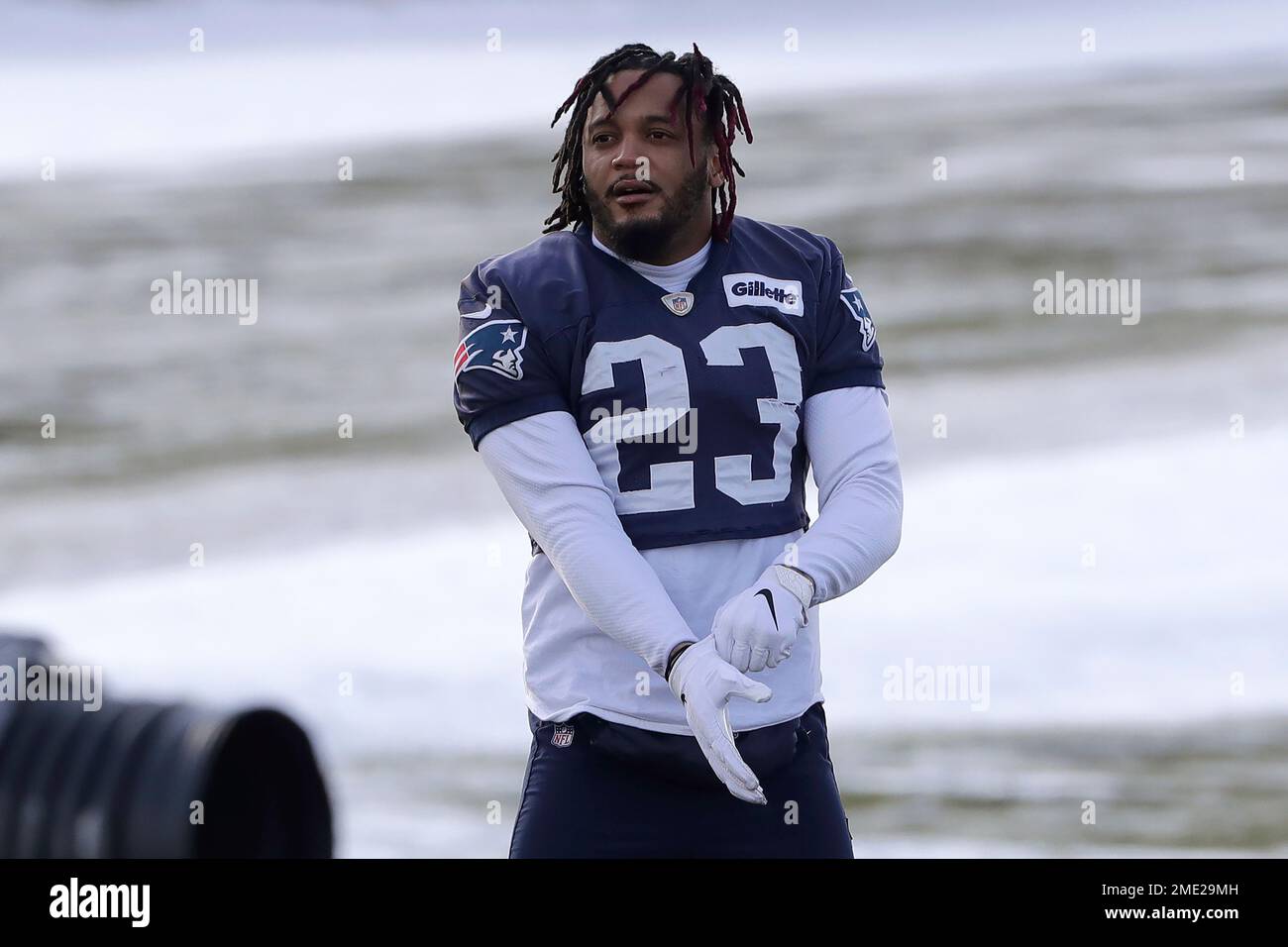 FILE New England Patriots strong safety Patrick Chung pulls on a