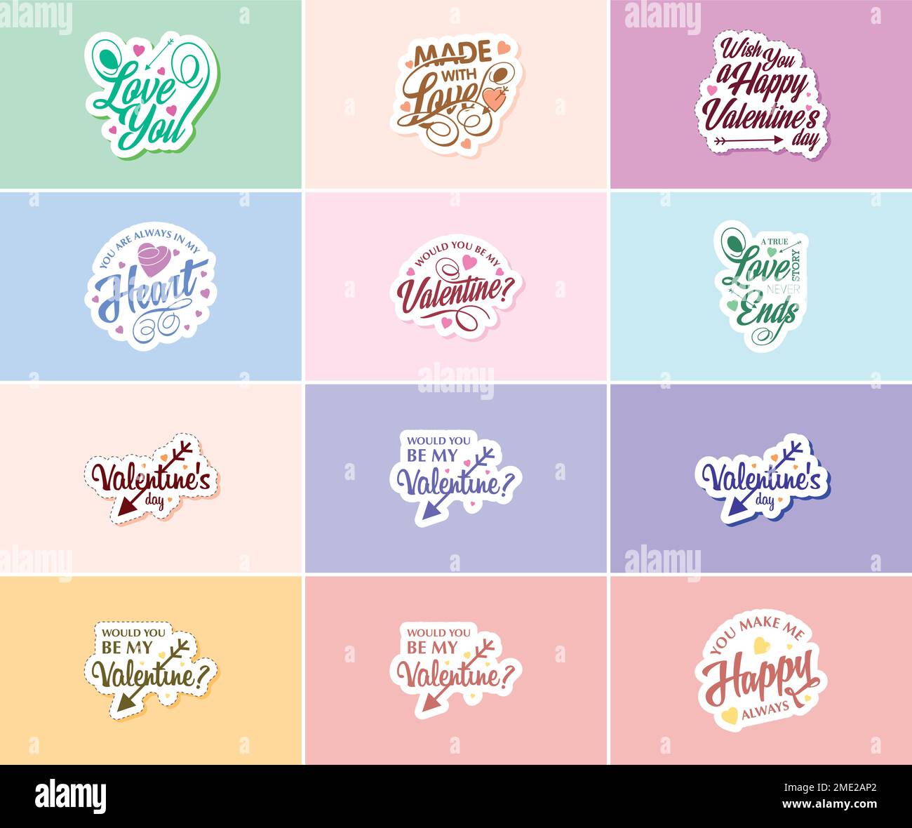 Valentine's Day Graphics Stickers to Show Your Love and Devotion Stock