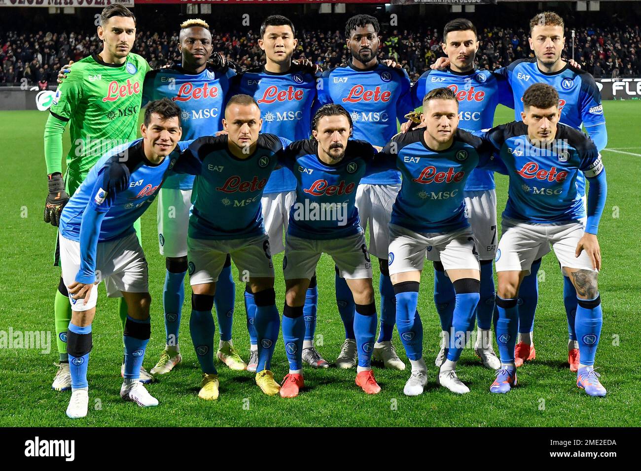 Napoli players pose for a team photo during the Serie A football match between US Salernitana and SSC Napoli at Arechi stadium in Salerno (Italy), Jan Stock Photo