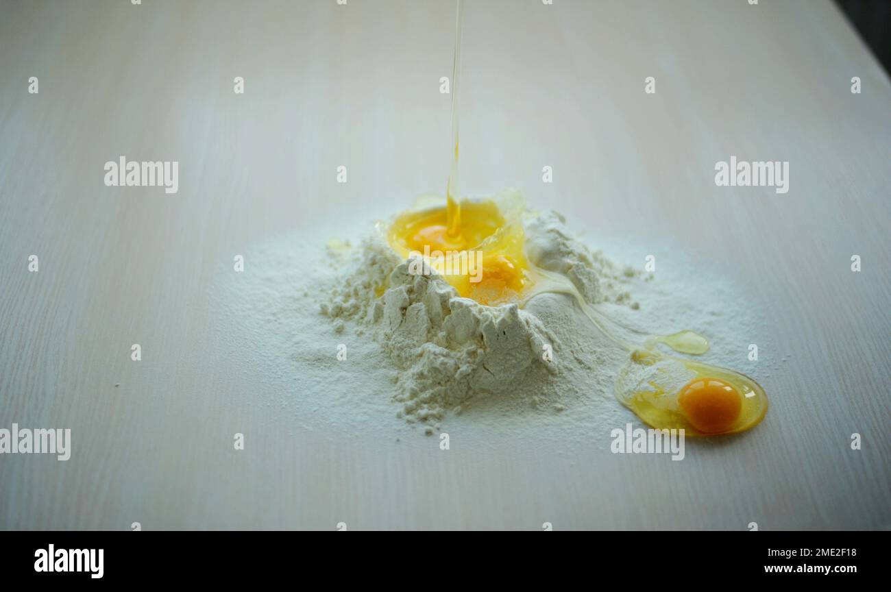 most beautiful video wheat flour and chicken eggs cooking baking into flour  break chicken eggs they