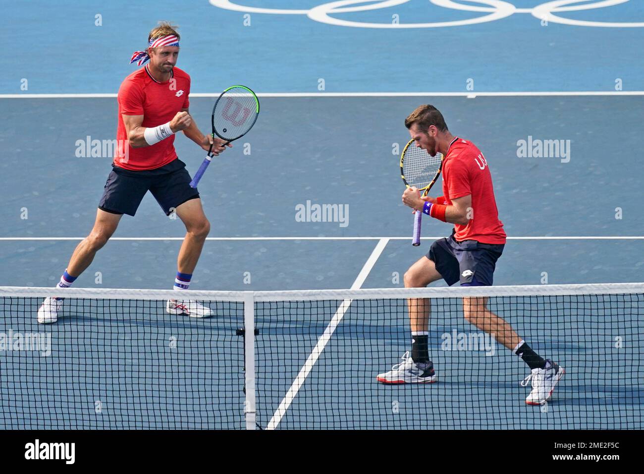 The United States doubles team of Tennys Sandgren, left, and Austin