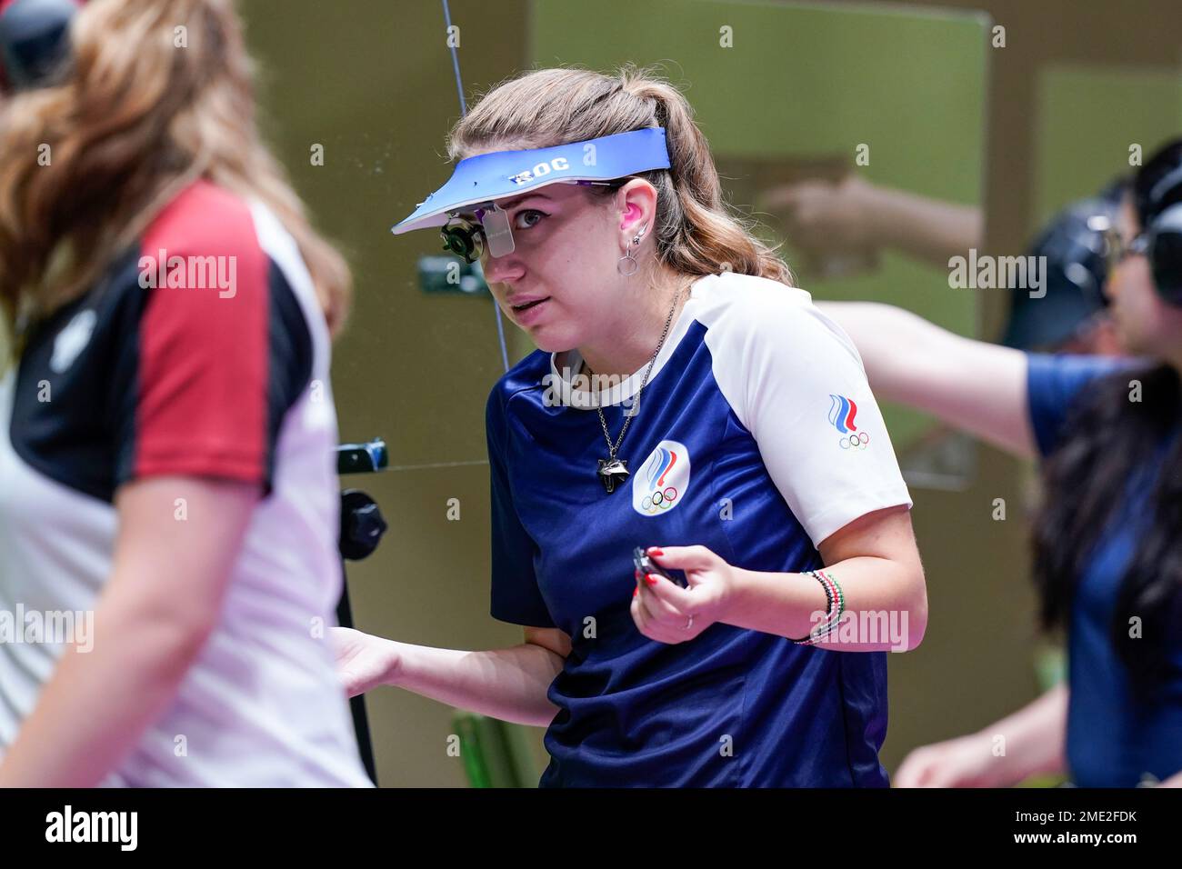 Vitalina Batsarashkina, of the Russian Olympic Committee, prepares to