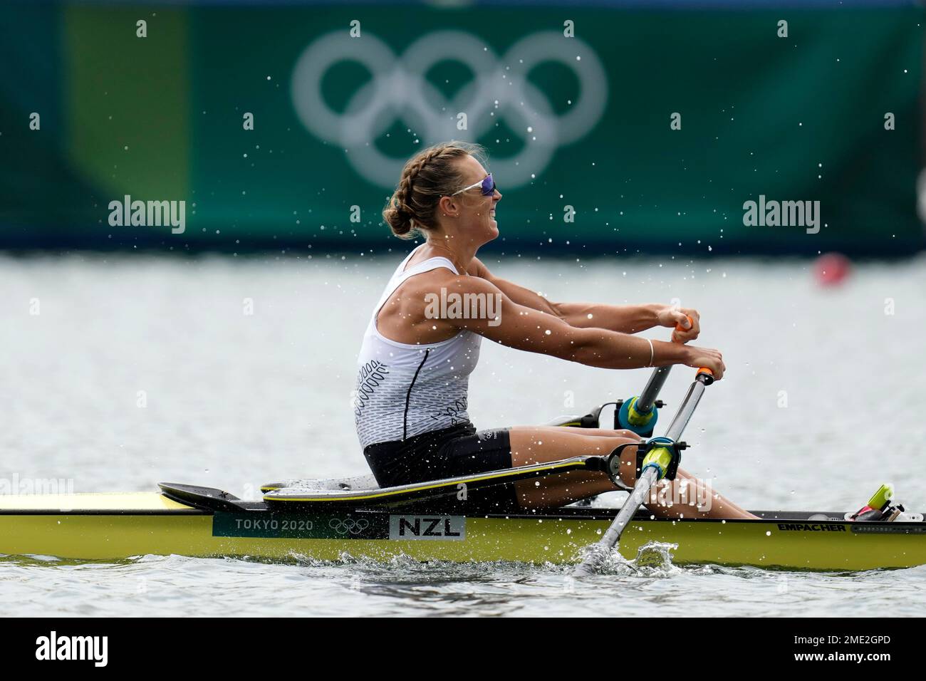Gold medalist Emma Twigg, of New Zealand competes in the women's rowing ...