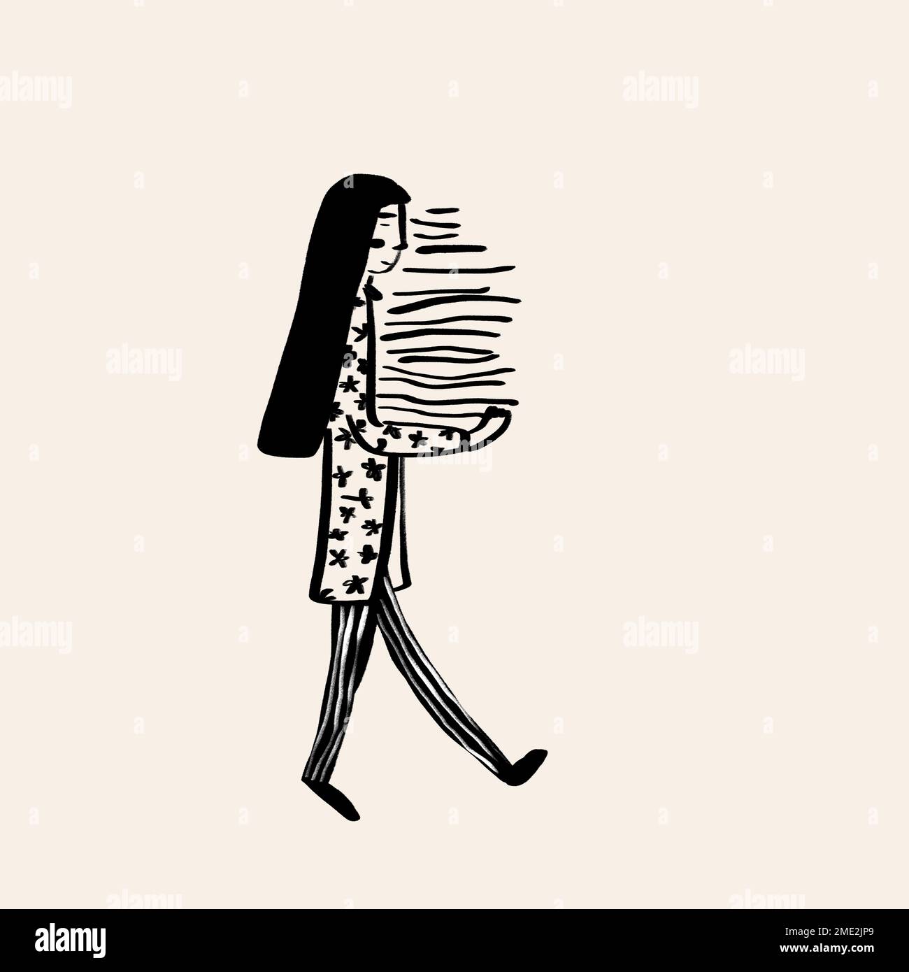 Creative alphabet font letter R in shape of tall female with long hair