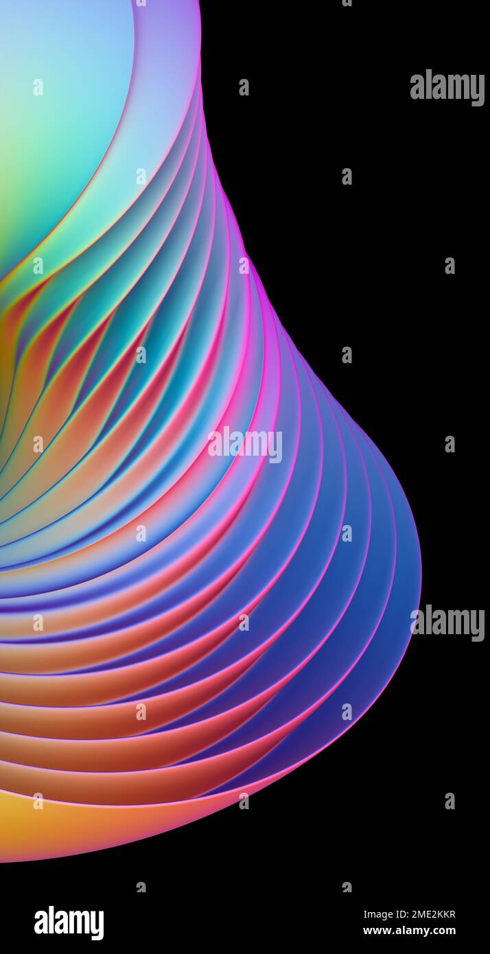Bright simple abstract background with symmetrical swirls of shape in radiant spectrum colors Stock Photo