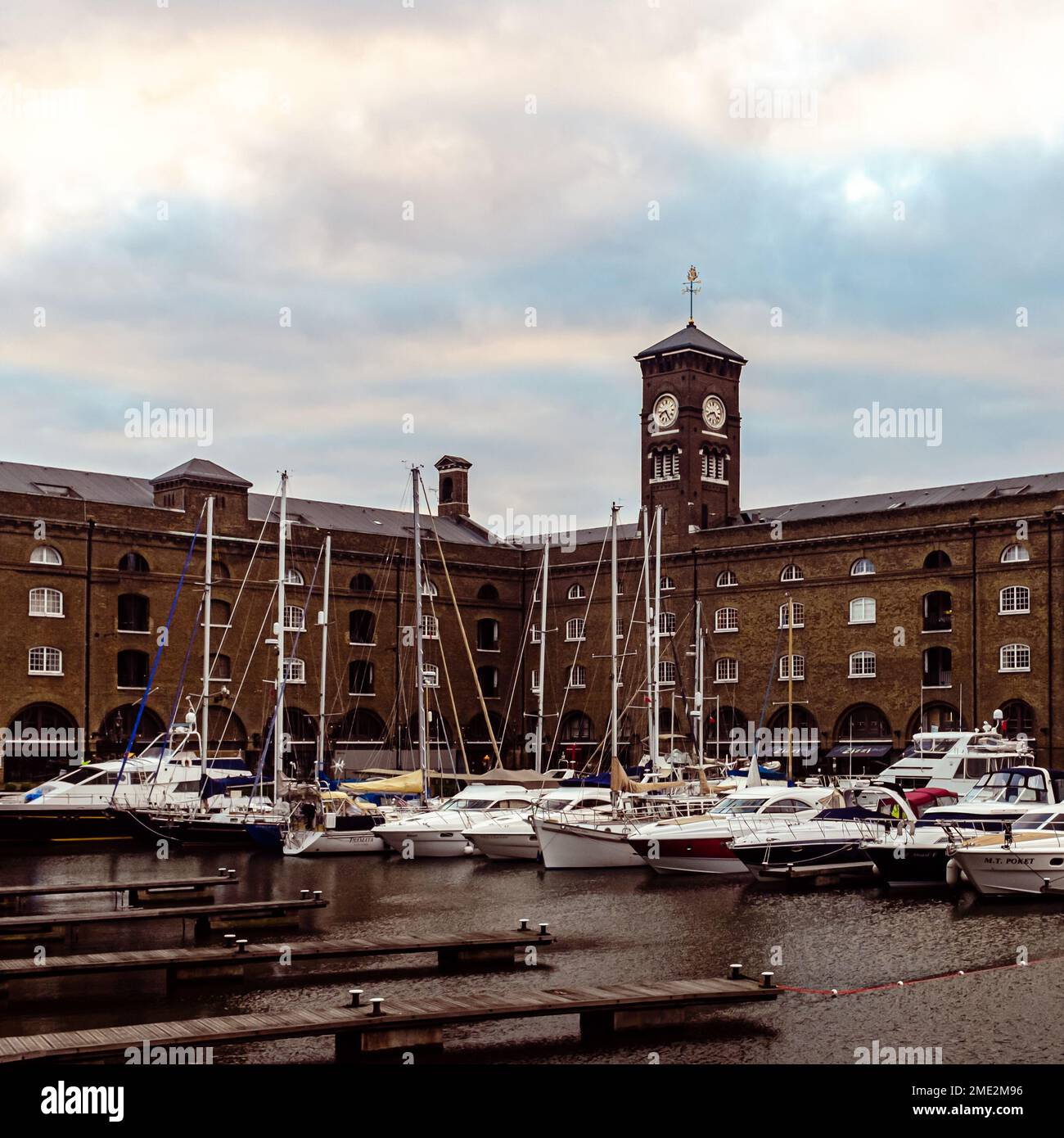 Saint Katharine Docks in London, UK at the break of dawn. Stock Photo