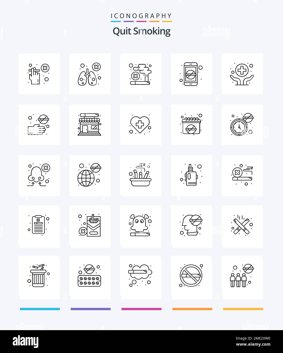 Creative Quit Smoking 25 OutLine icon pack Such As medical. mobile app