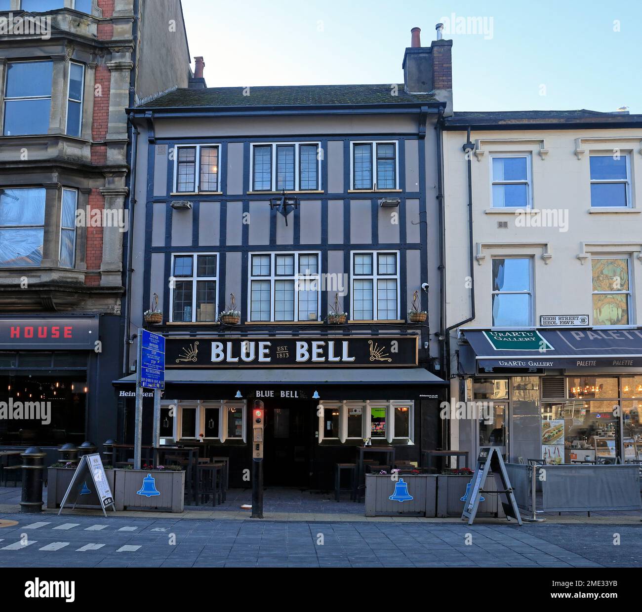 The Blue Bell Public House, Formerly The Goat Major, or The Goat. Originally The Blue Bell. Cardiff Centre, taken January 2023. winter. Stock Photo