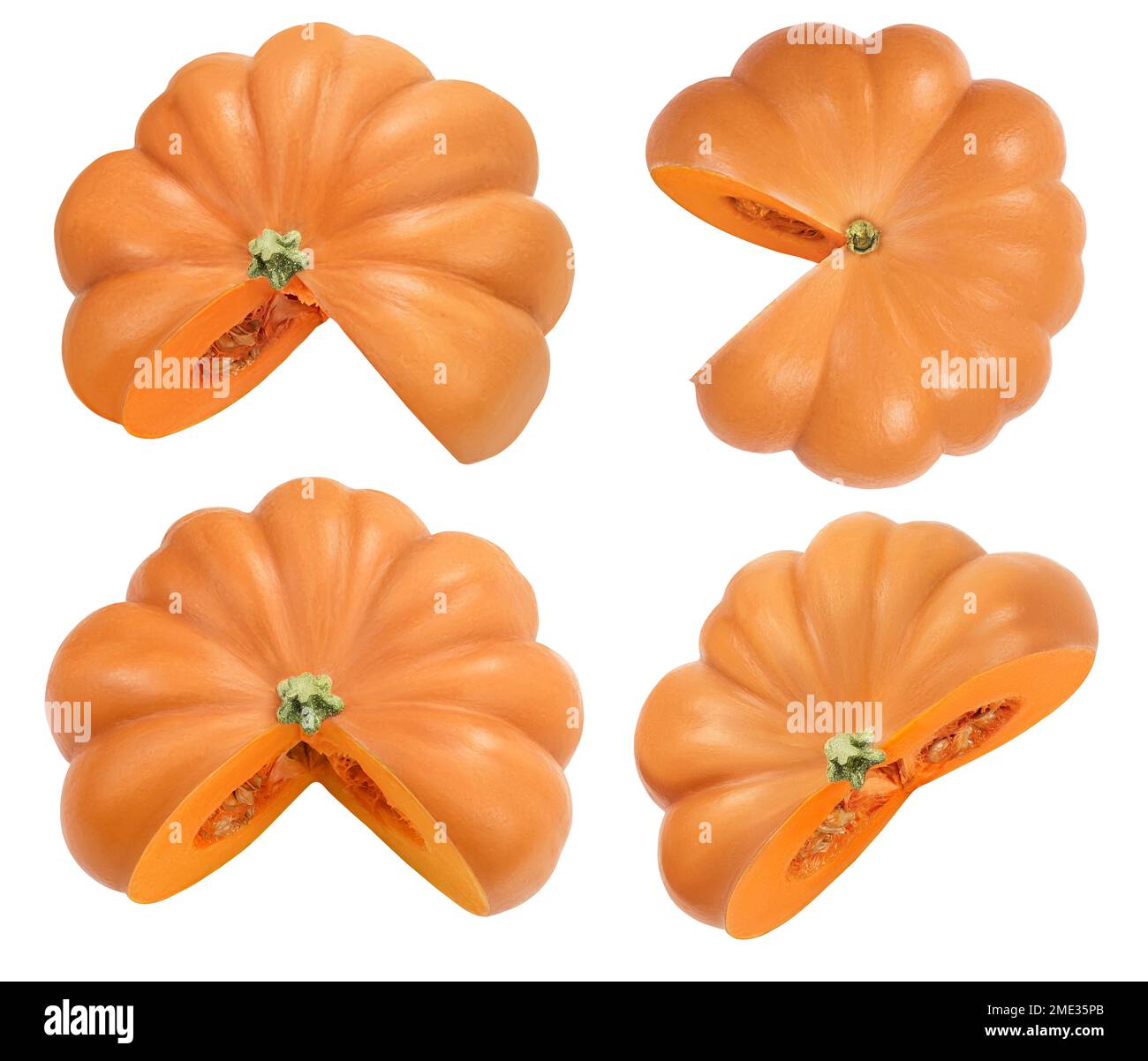 Fresh orange pumpkin isolated on white background with full depth of ...