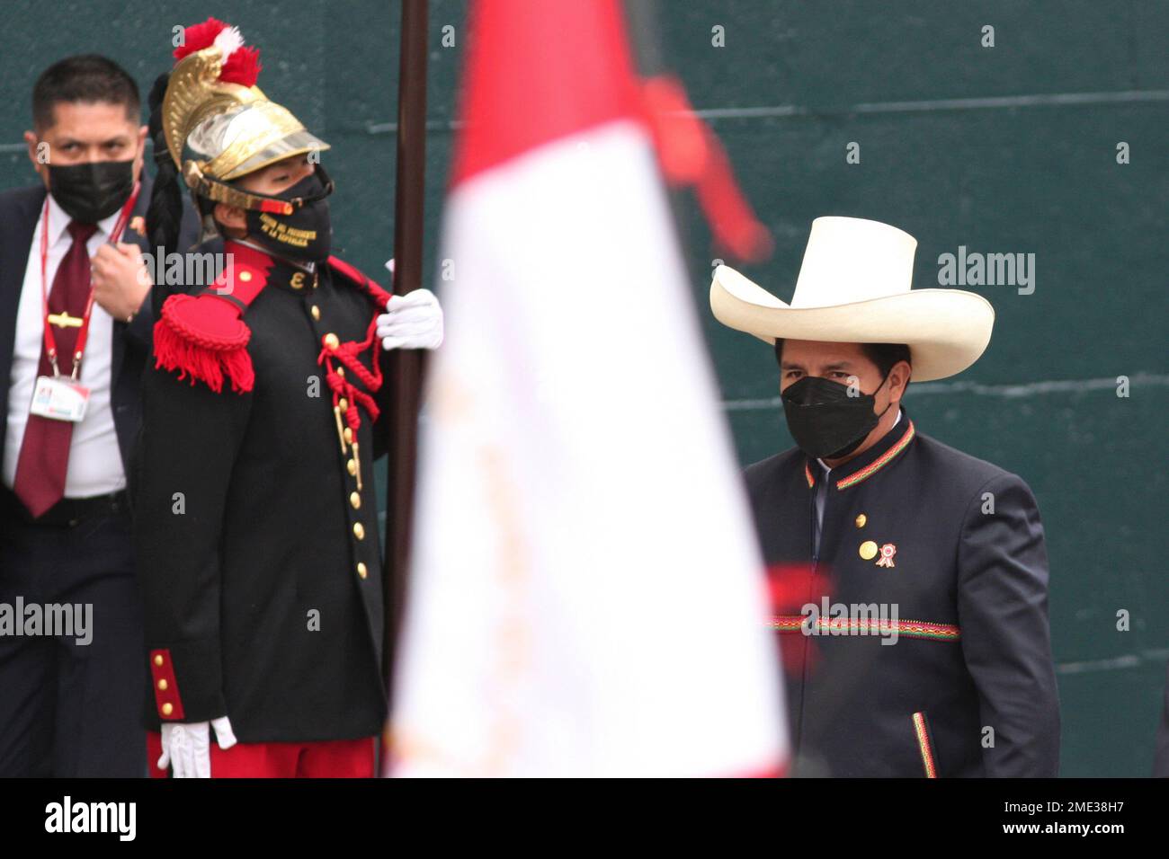 Peru's President-elect Pedro Castillo arrives to Congress for his ...