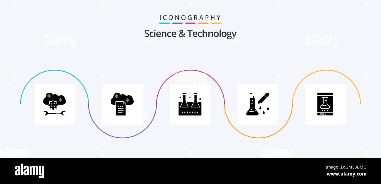 Science And Technology Glyph 5 Icon Pack Including microbiology