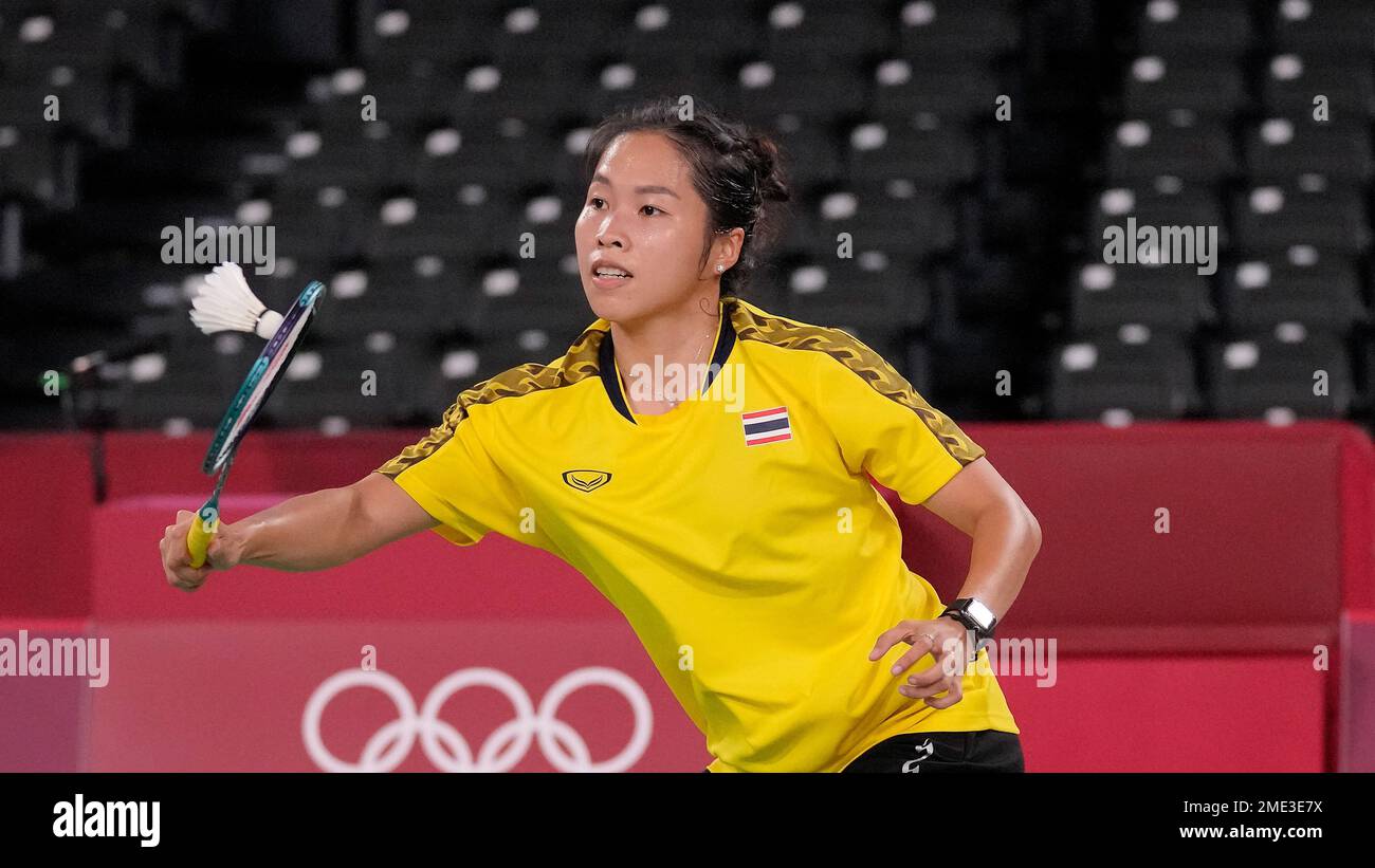 Thailands Ratchanok Intanon plays against Malaysias Cheah Sonila during their womens singles group stage badminton match at the 2020 Summer Olympics, Wednesday, July 28, 2021, in Tokyo, Japan