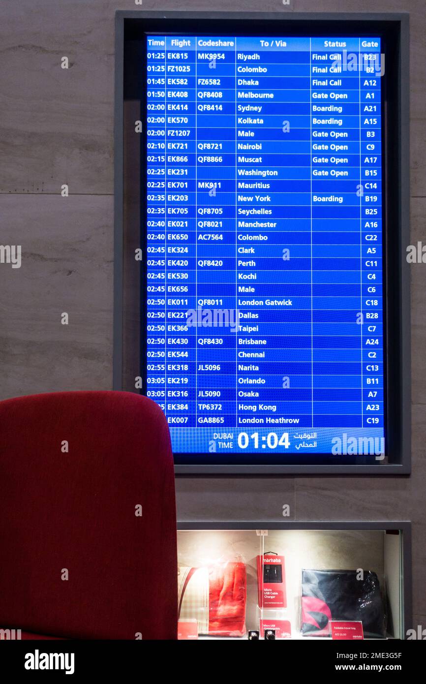 Flight departures display board in lounge stock photo alamy