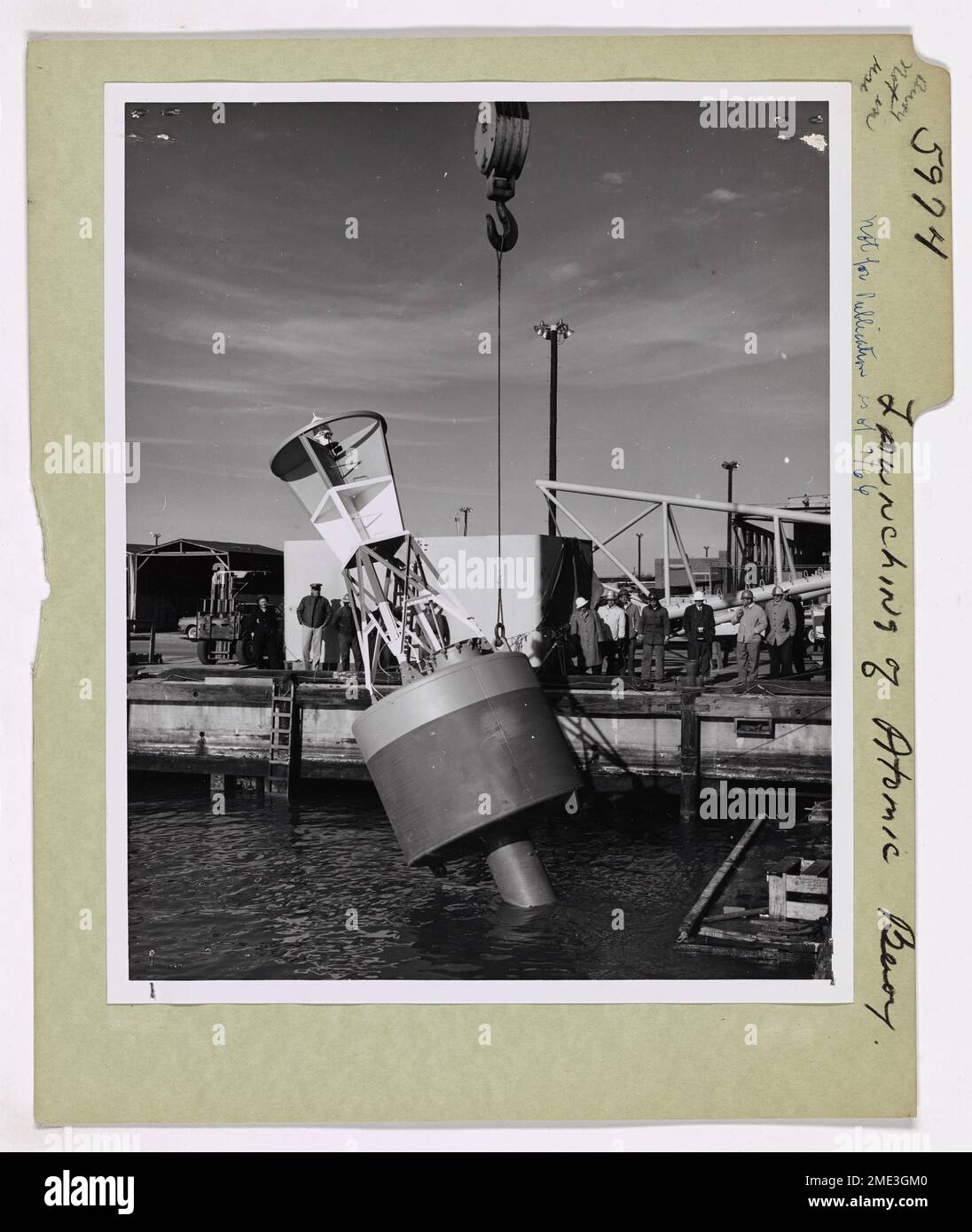 Launching of World's First Atomic Buoy At Baltimore, Maryland. The world's first atomic buoy is