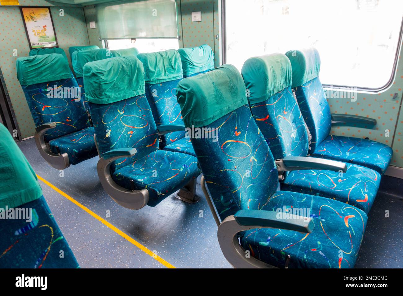 Interior seats of Shadabdi express train Stock Photo