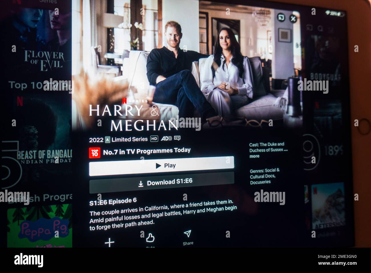 Harry and Meghan documentary on Netflix Stock Photo