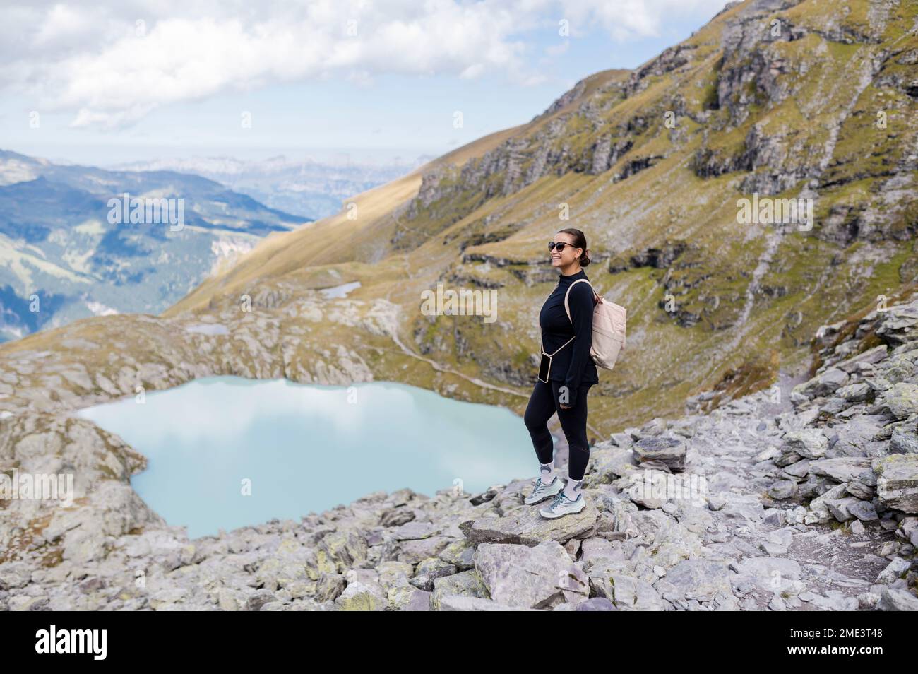 Happy hiker standing on hi-res stock photography and images - Alamy