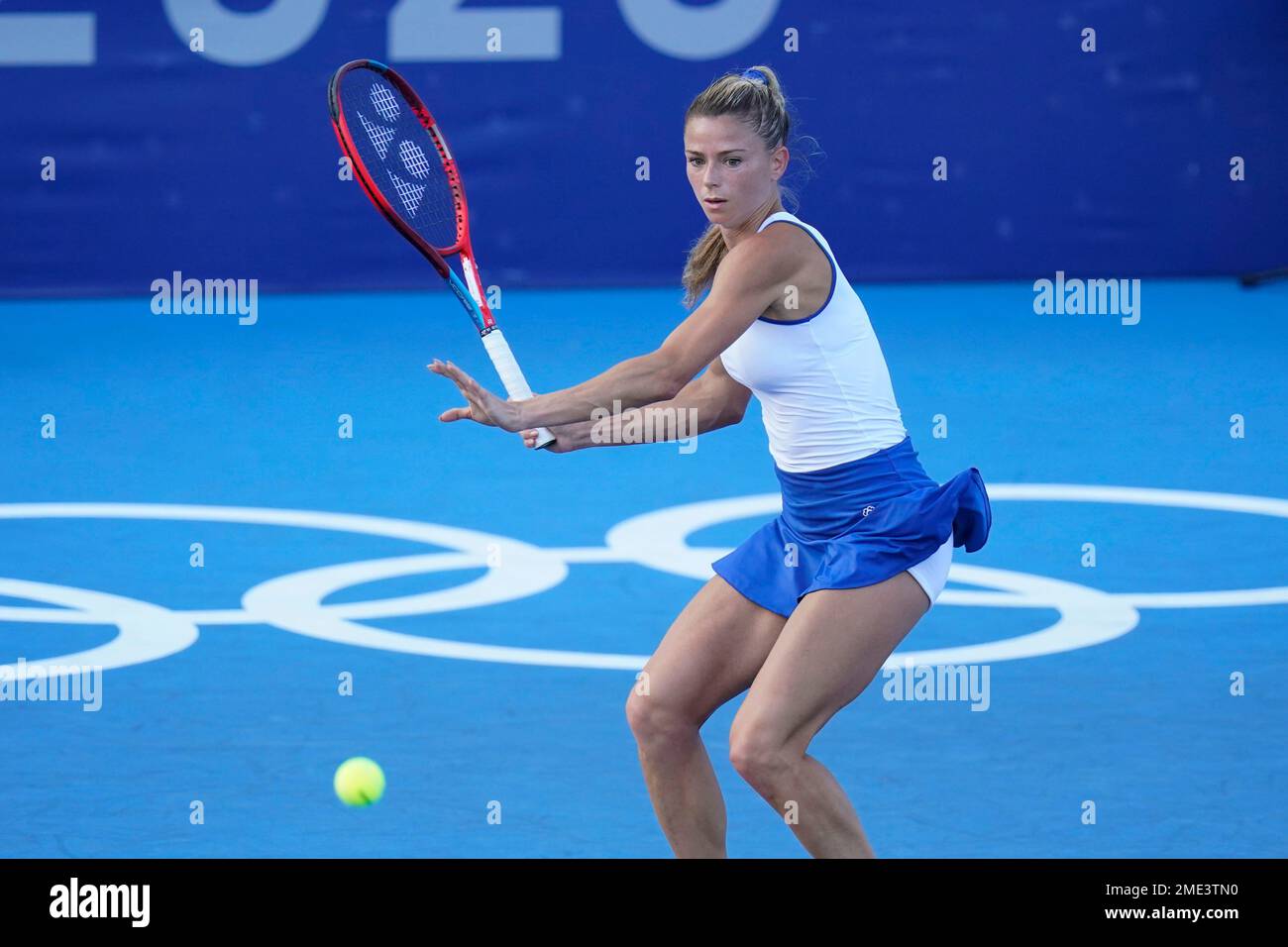 Camila Giorgi, of Italy, returns to Karolina Pliskova, of the Czech ...