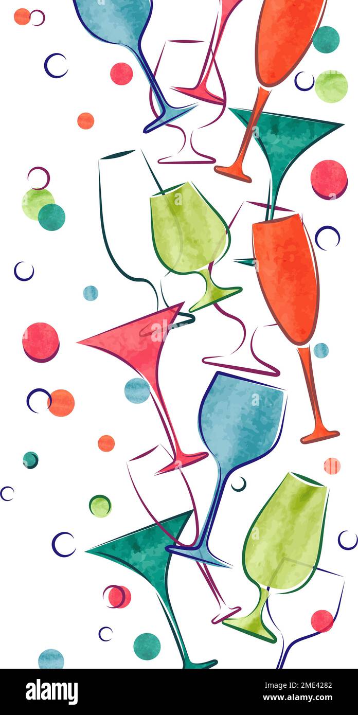 Cocktail party invitation or wine card design. Vector border with