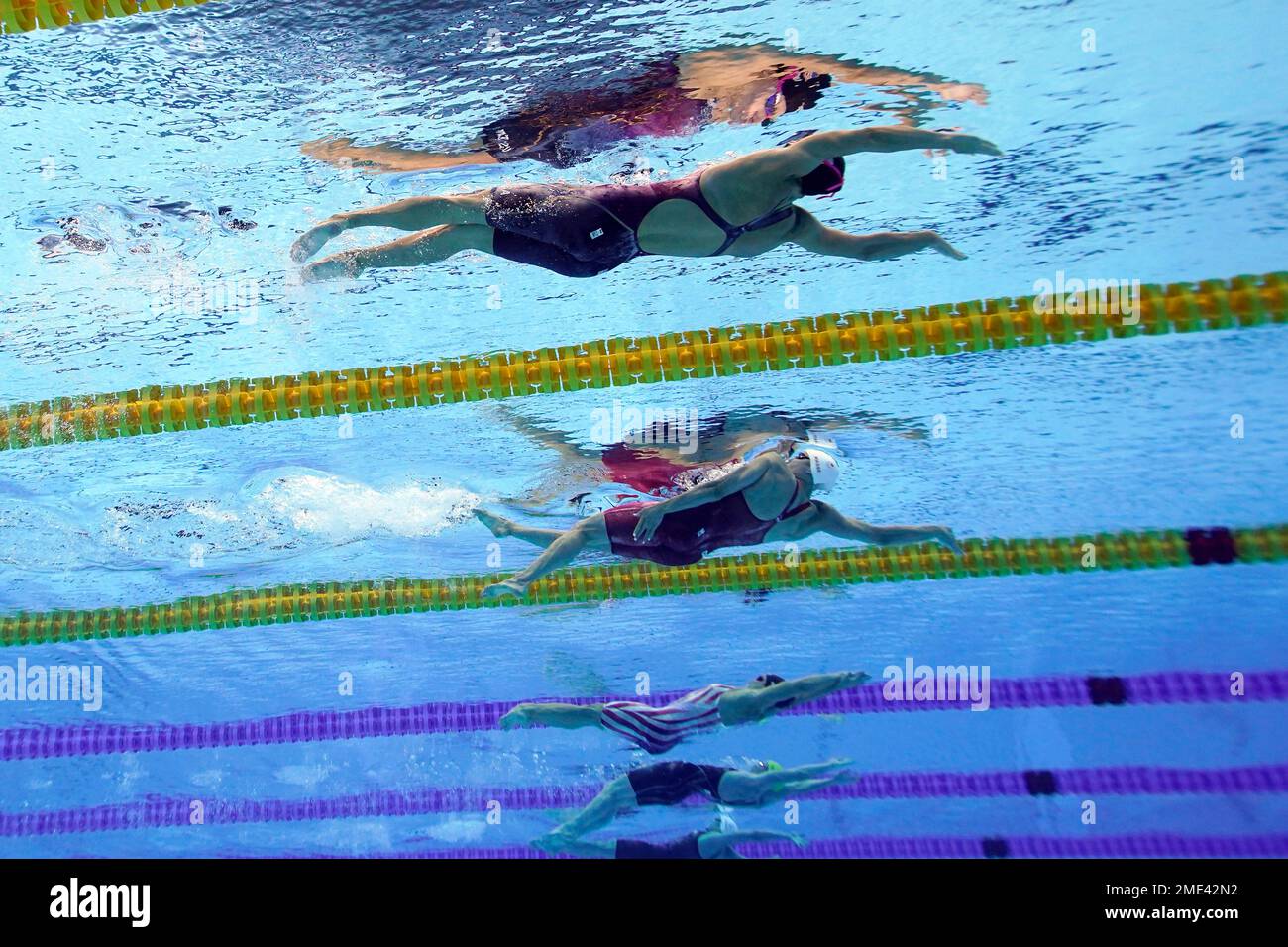 United States' Regan Smith, top, swims to win the bronze medal in the