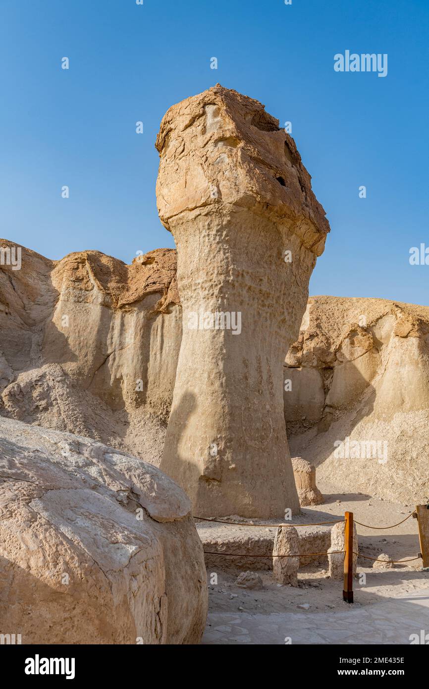 Saudi Arabia, Eastern Province, Al-Hofuf, Sandstone rock formation at Jabal Al-Qarah Stock Photo