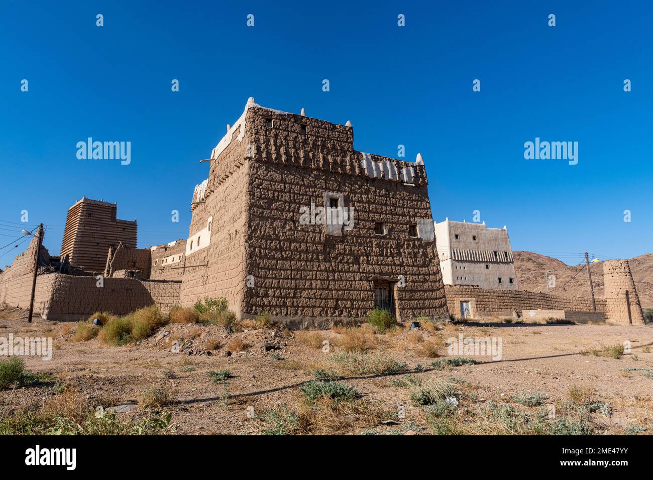 Saudi Arabia, Asir, Abha, Fortified house in desert village Stock Photo