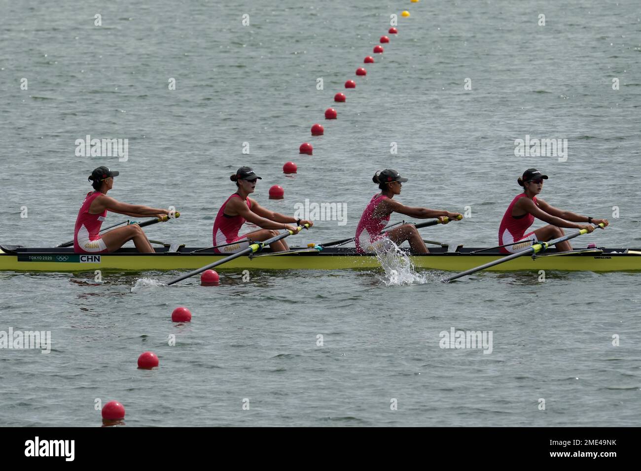 Qin Miaomiao, Wang Fei, Lin Xinyu and Lu Shiyu of China train during a ...