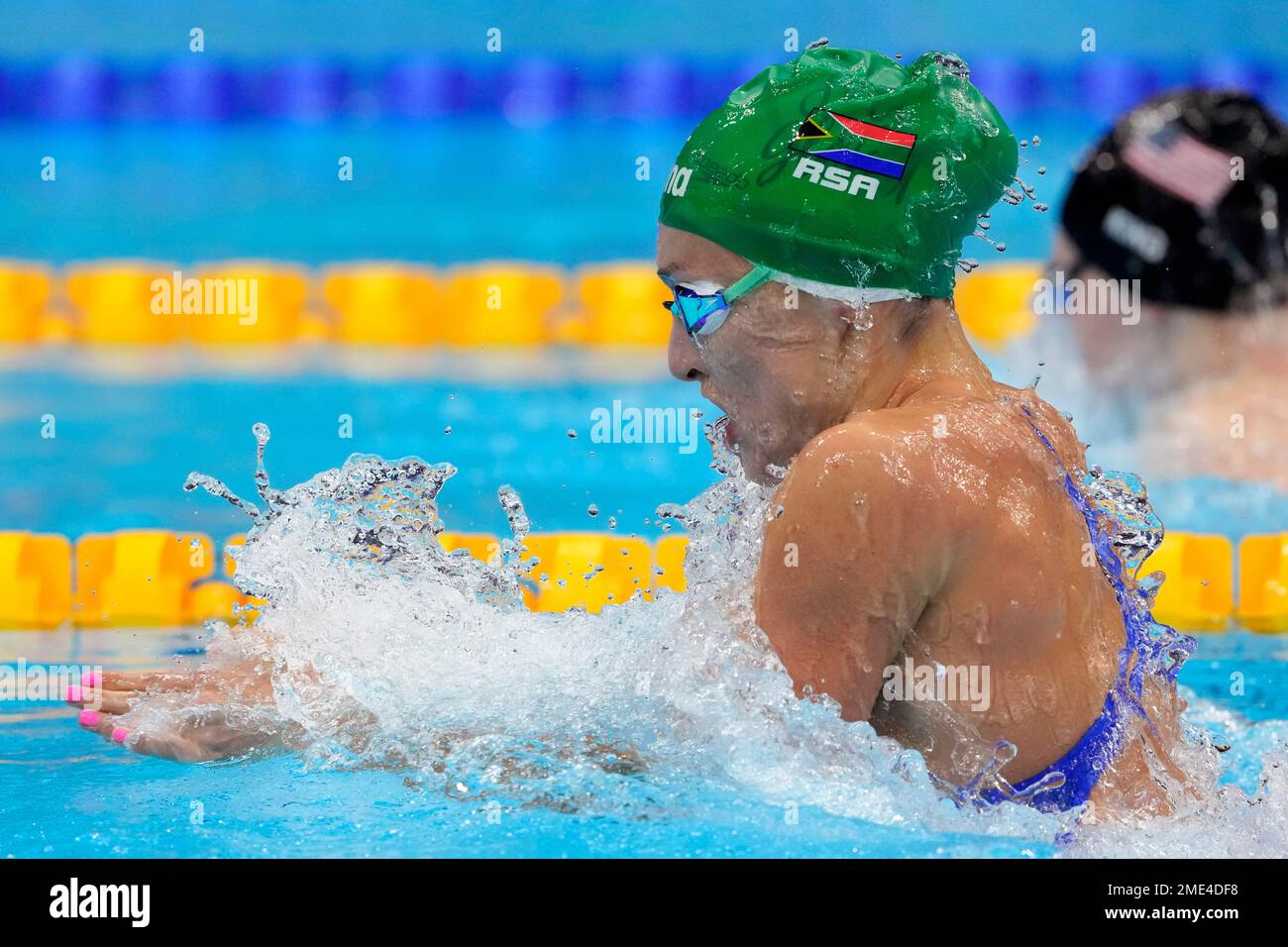 Tatjana Schoenmaker, of South Africa, swims during a semifinal in the women