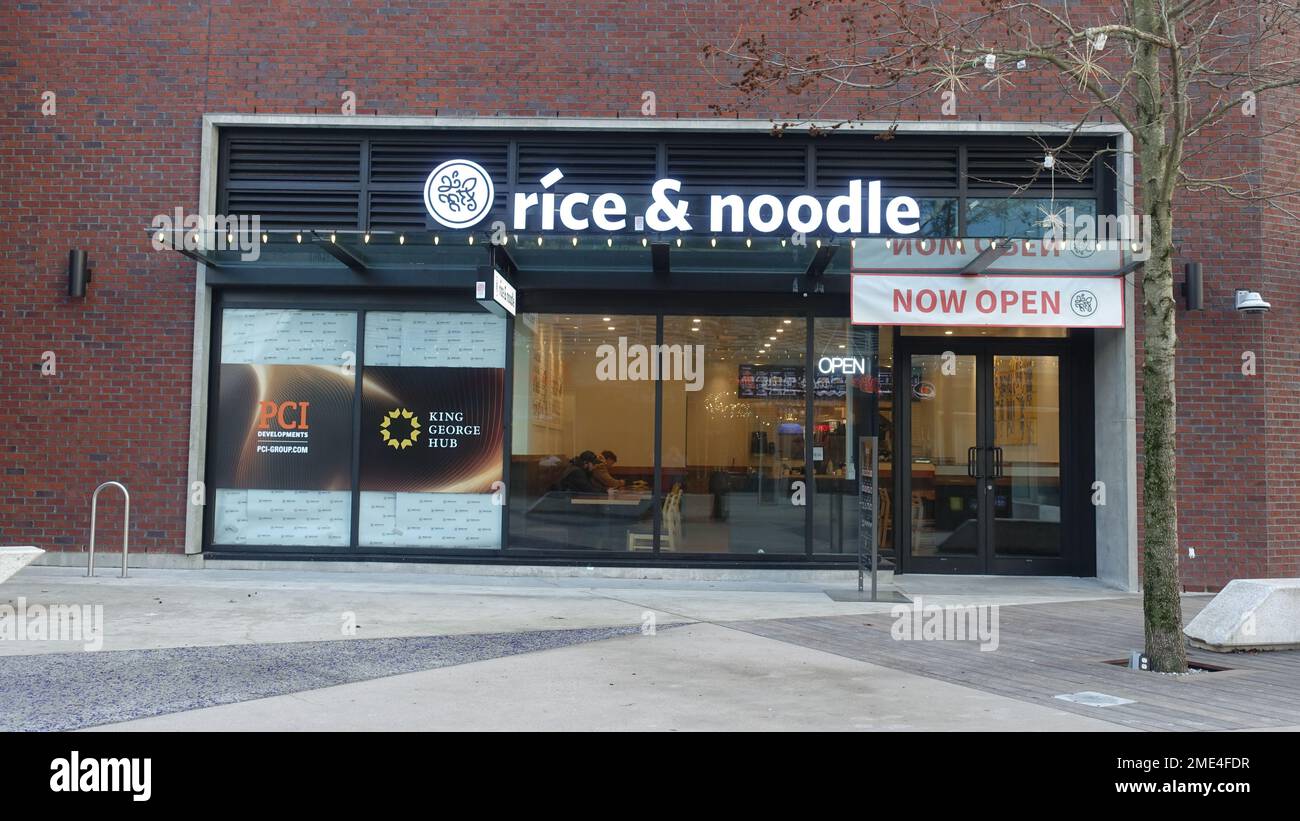Rice & Noodle Restaurant at King George Hub in Surrey, British Columbia Canada Stock Photo