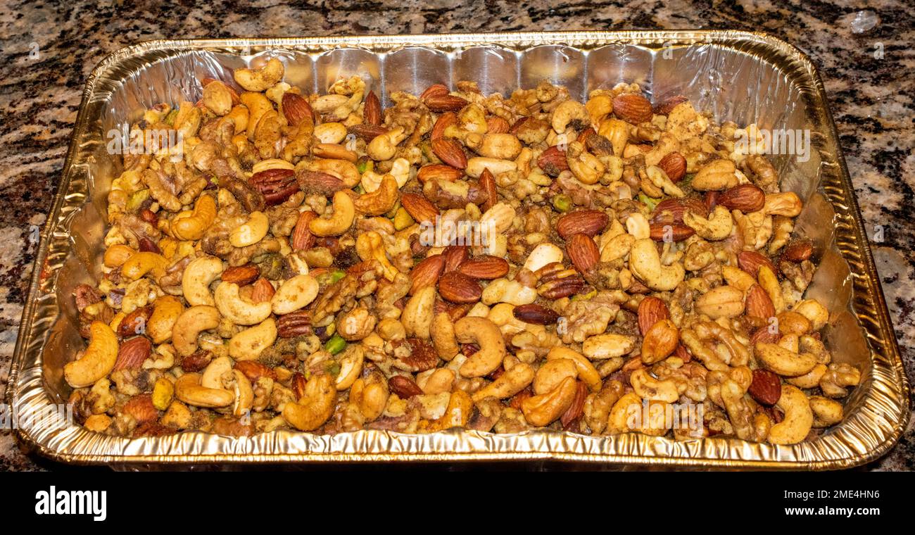 Smoked spicy nuts Stock Photo