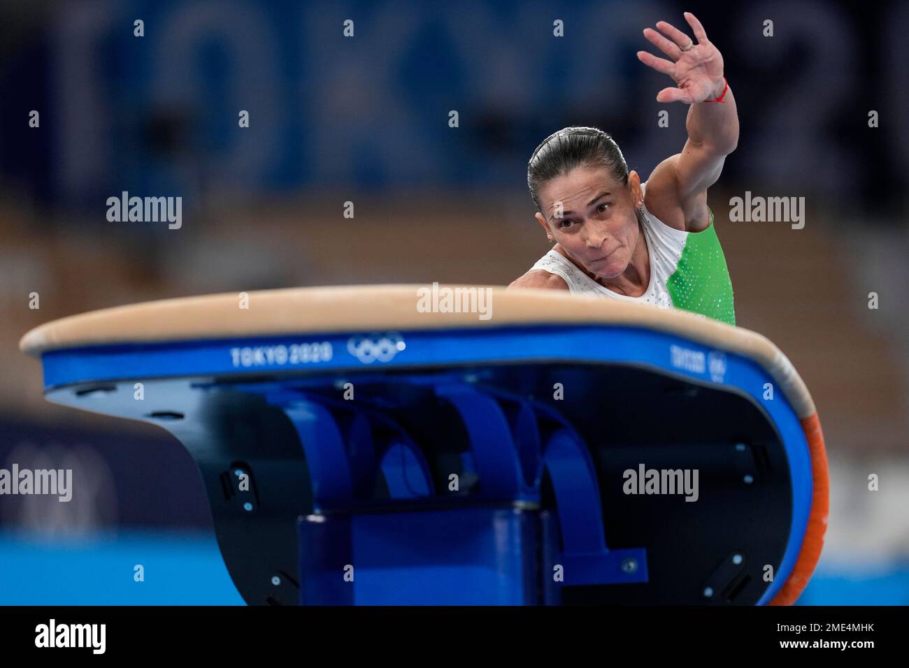 Oksana Chusovitina Of Uzbekistan Performs On The Vault During The Oksana Chusovitina Of Uzbekistan Performs On The Vault During The
