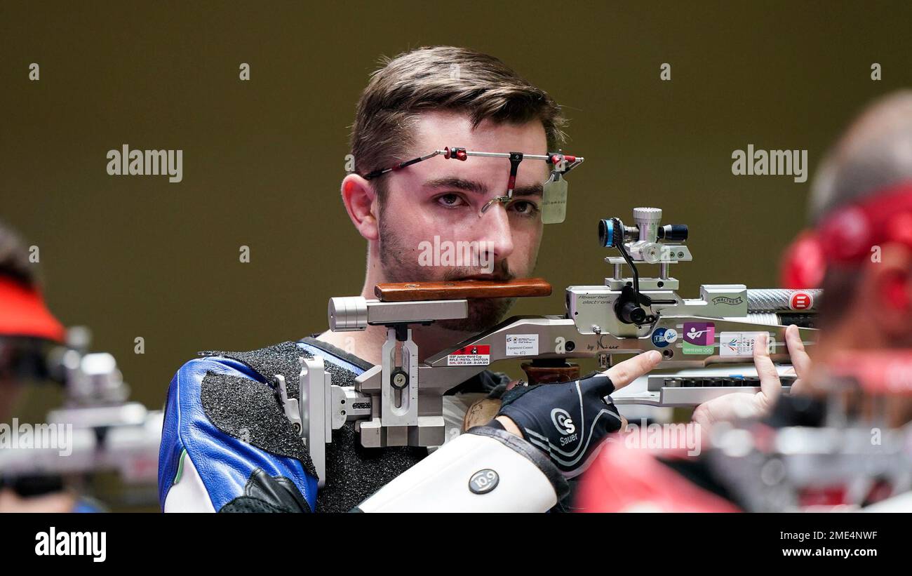 William Shaner, of the United States, competes in the men's 10-meter ...
