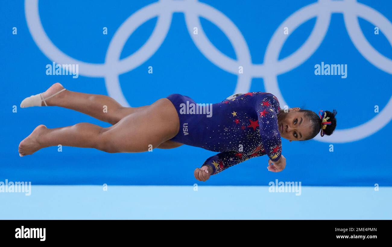Jordan Chiles, of the United States, performs her floor exercise