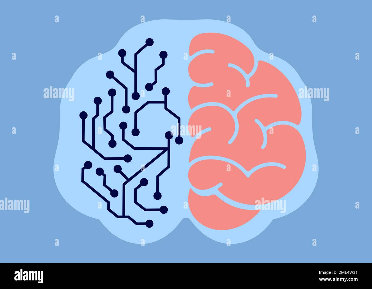 Visualization of human brain combined with computer chip circuit to ...