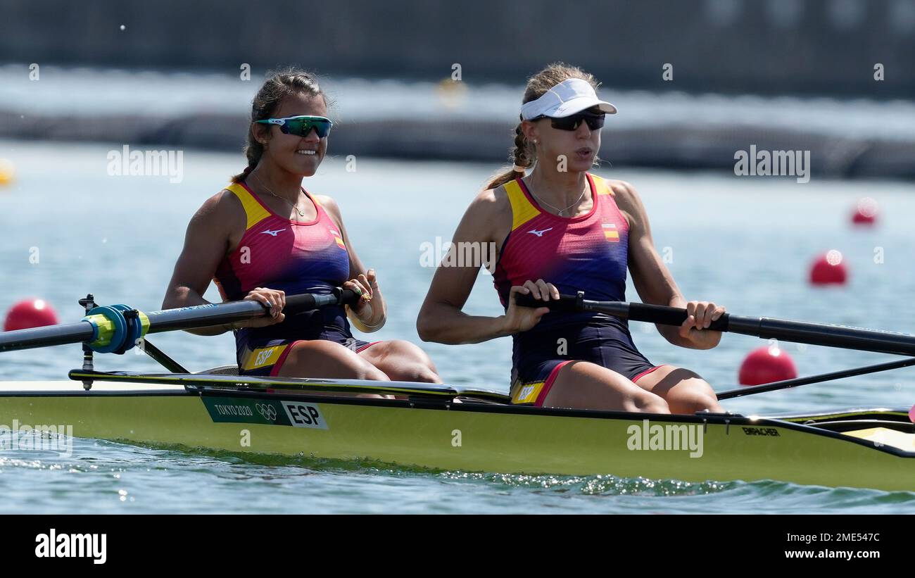 Aina Cid and Virginia Diaz Rivas, of Spain, compete in the women's pair ...