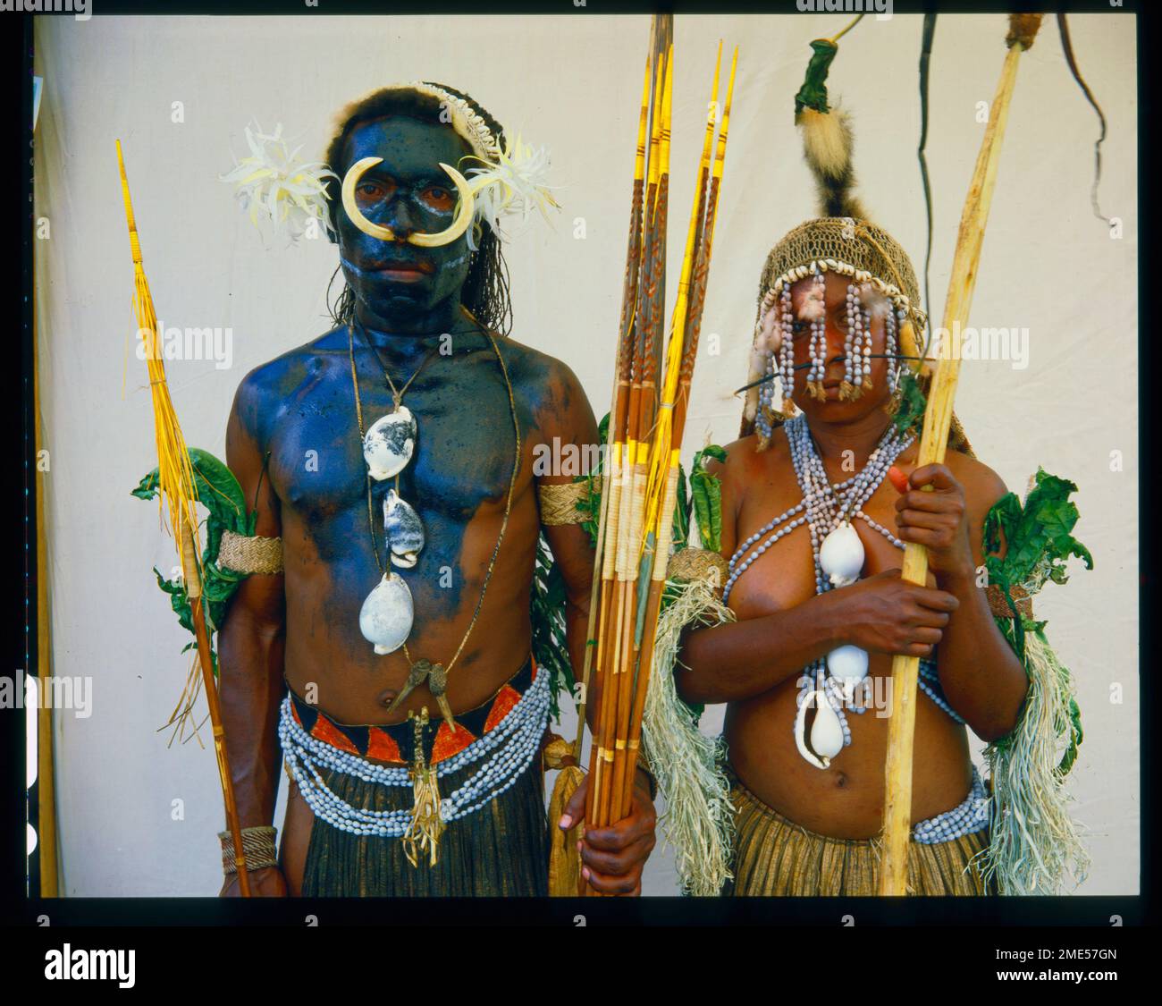 Tasaru and Taro from Poura Patrol Post, Eastern Highlands of Papua New Guinea Stock Photo
