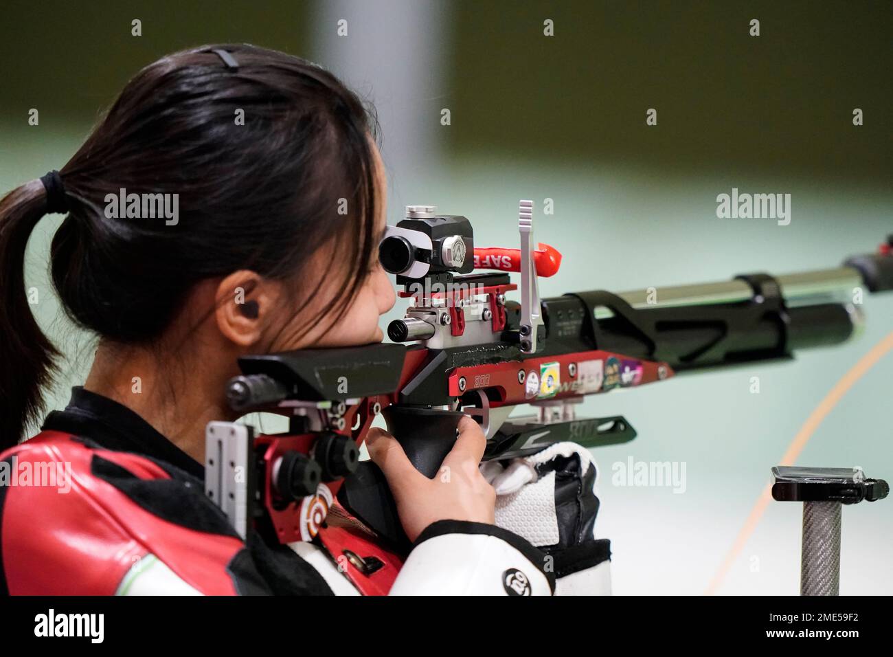 Luyao Wang, of China, competes in the women's 10-meter air rifle at the ...
