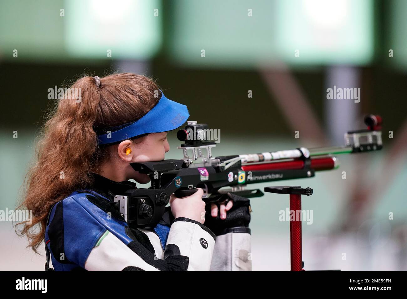 Oceanne Muller, of France, competes in the women's 10-meter air rifle ...